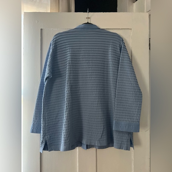 Yacco Maricard Light Blue Pleated Long Sleeve Shirt Jacket Shaket Size Large - Picture 7 of 7